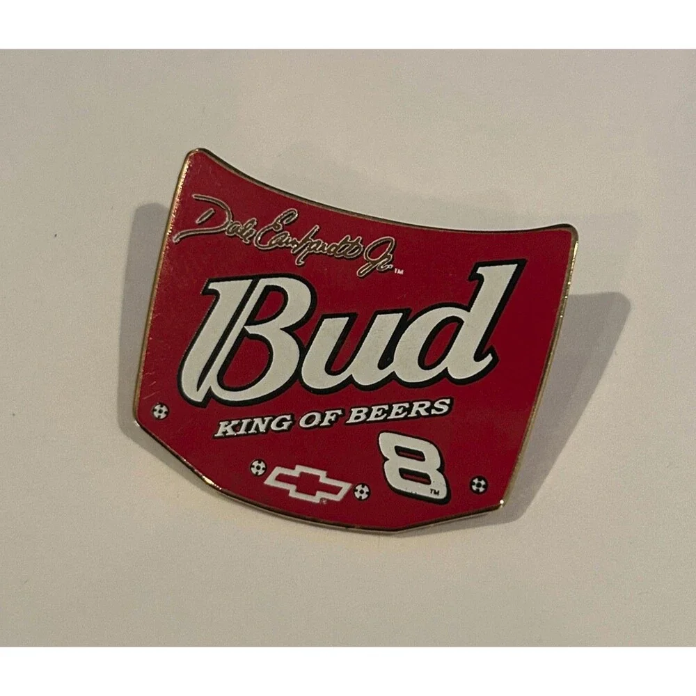 Vintage 2000s Dale Earnhardt Jr #8 Budweiser NASCAR Hood Enamel Pin